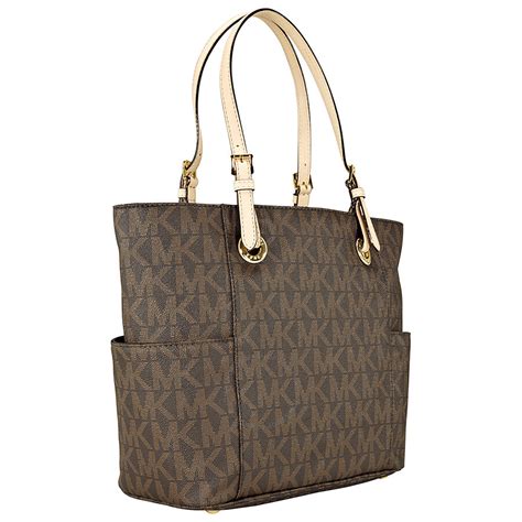 michael kors jet set signature logo tote in brown 30s11ttt4b|Michael Kors Signature Tote Brown 30s11ttt4b Brown*.